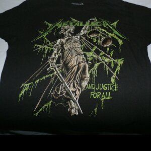 NEW Official Metallica And Justice For All T Shirt  Black w/ neon  green glitter